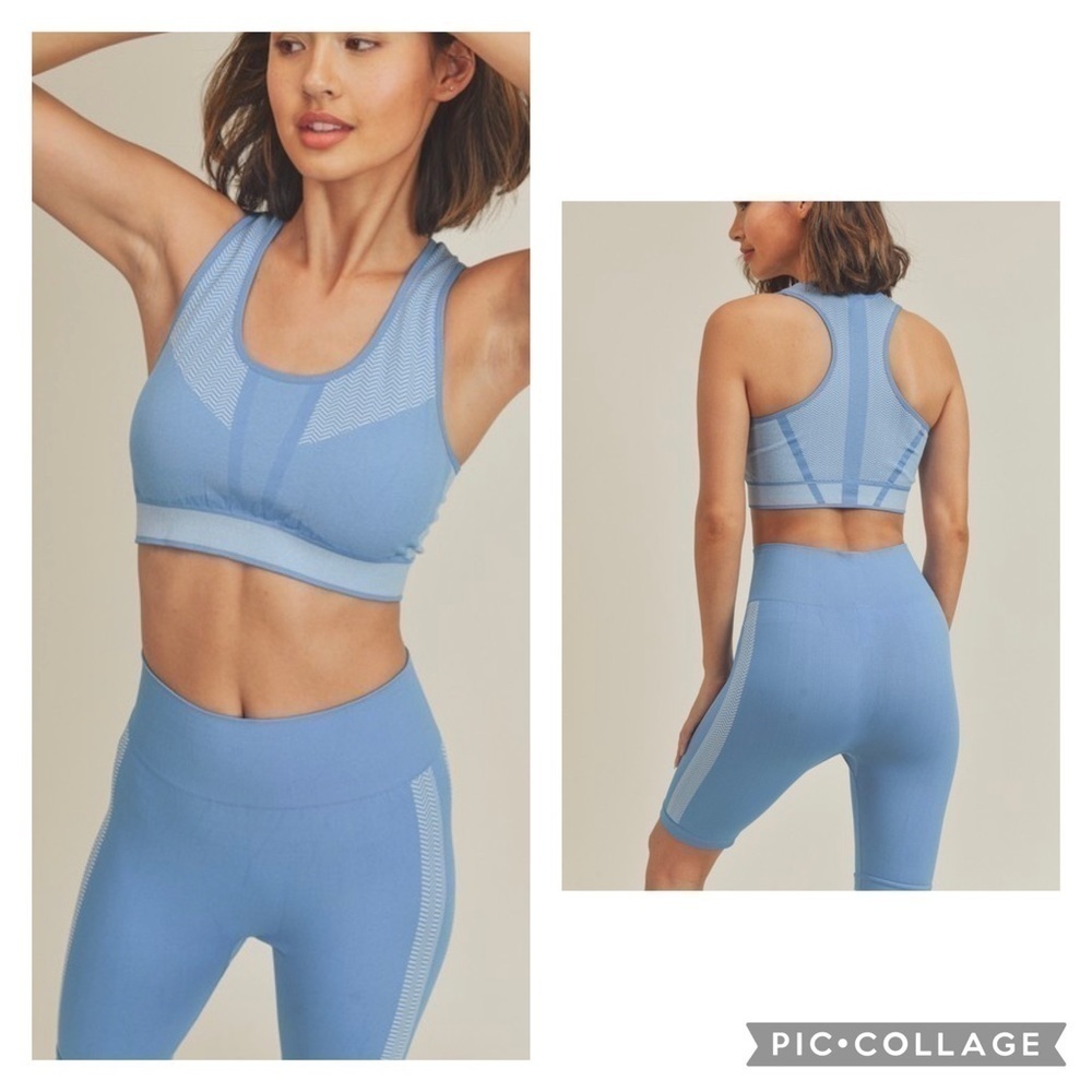 Sky Blue Biker Shots & Bra Top - Picture 3 of 4